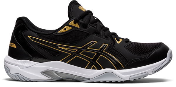 Dempsey Año Nuevo Lunar Vaticinador Asics Gel Rocket 10 Mens Shoe BlackPure Gold | Squash Equipments by  SquashProShop