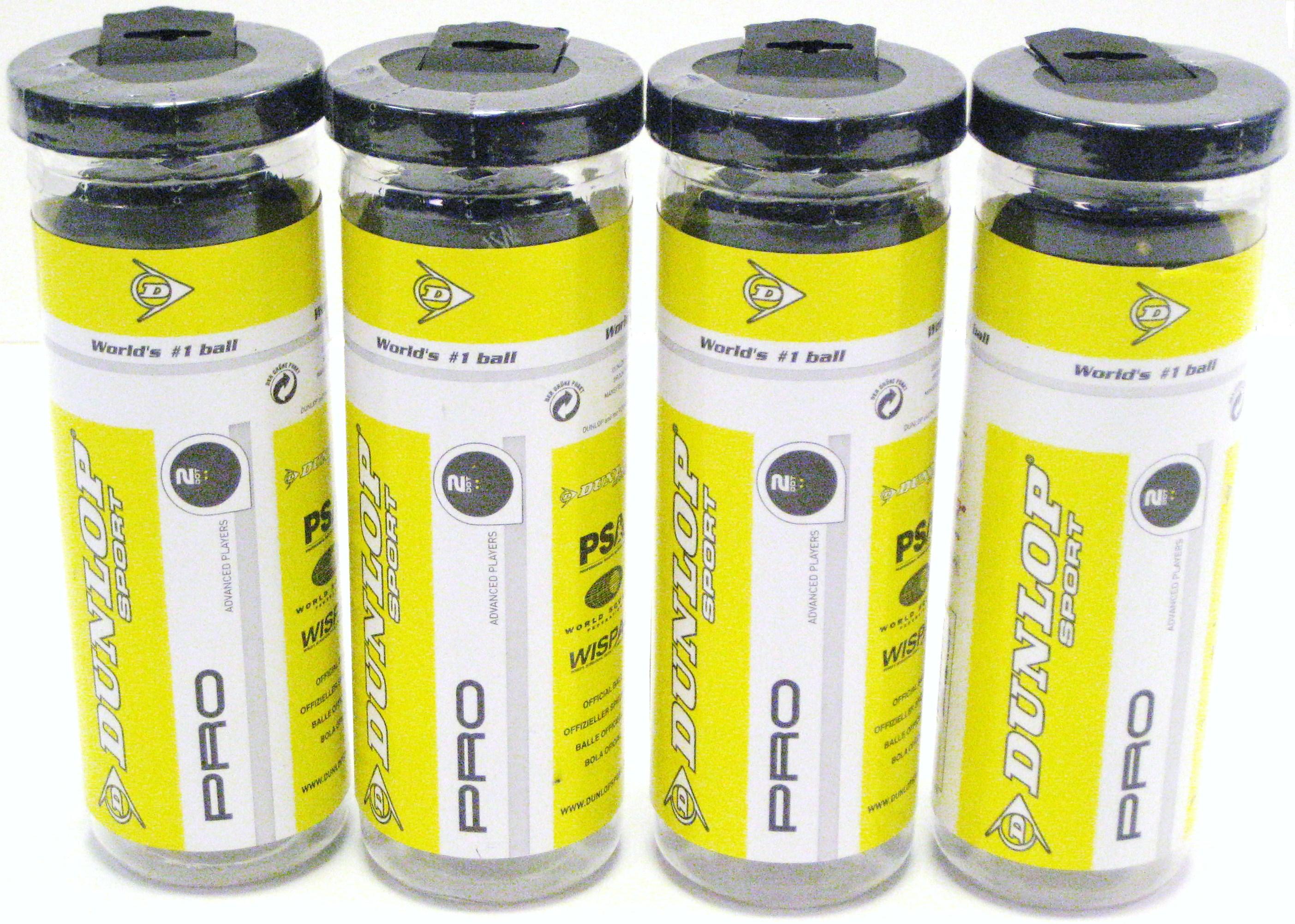 Dozen Dunlop Pro Double Yellow Dot Balls - 4 Tubes